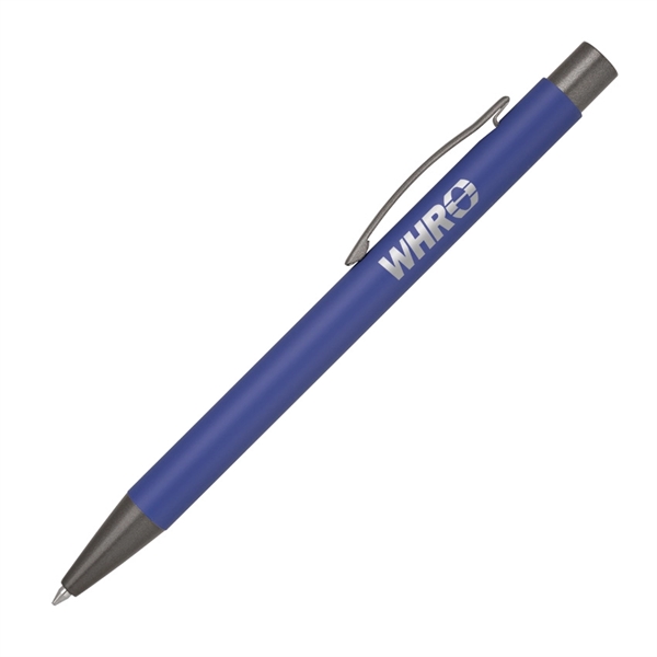 Aluminum click-action ballpoint pen with a bold color barrel, rubber finish,... from ASI 68190 Lungsal / Lungsal