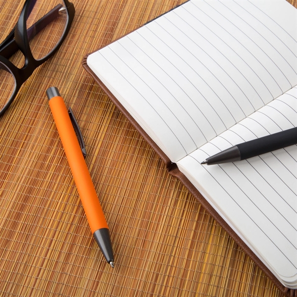 Aluminum click-action ballpoint pen with a bold color barrel, rubber finish,... from ASI 68190 Lungsal / Lungsal