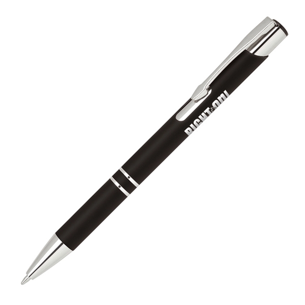 Aluminum click-action ballpoint pen with a bold color barrel, rubber finish... from ASI 68190 Lungsal / Lungsal