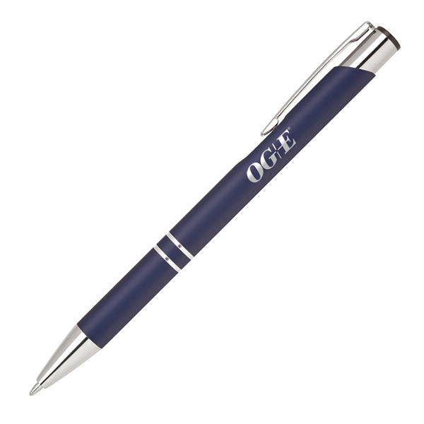 Aluminum click-action ballpoint pen with a bold color barrel, rubber finish... from ASI 68190 Lungsal / Lungsal