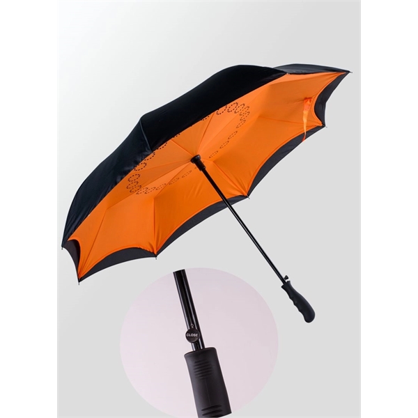 Inverted style umbrella with 48" arc, manual open/close, rubberized finger grip... from ASI 76730 Peerless Umbrella Co Inc / Threads By Peerless
