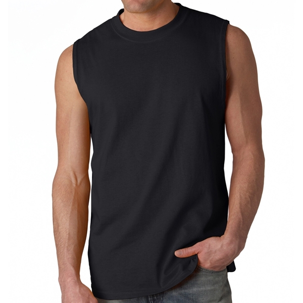 Gildan Sleeveless tee constructed of 6.1 oz. 100% pre-shrunk jersey knit... from ASI 39552 BEL Promo