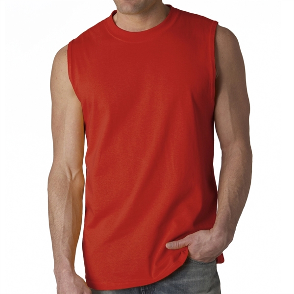 Gildan Sleeveless tee constructed of 6.1 oz. 100% pre-shrunk jersey knit... from ASI 39552 BEL Promo