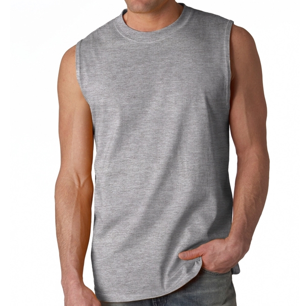 Gildan Sleeveless tee constructed of 6.1 oz. 100% pre-shrunk jersey knit... from ASI 39552 BEL Promo