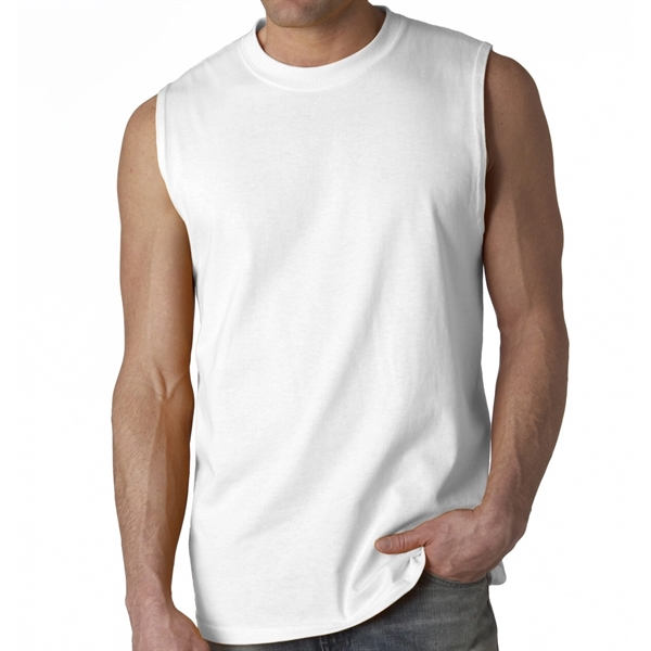 Gildan Sleeveless tee constructed of 6.1 oz. 100% pre-shrunk jersey knit... from ASI 39552 BEL Promo