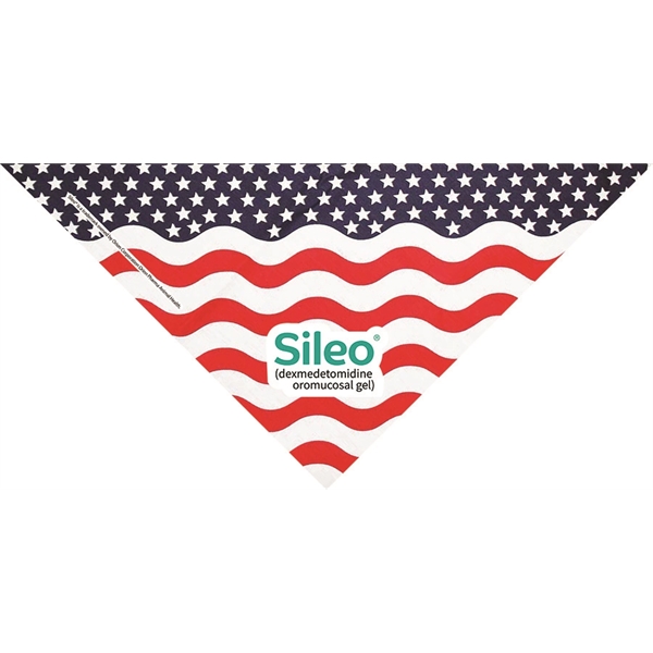 22" x 22" x 29" cotton rotary printed pet triangle bandanna.... from ASI 44020 Bandanna Promotions By CARO-LINE / Swag-Wag Pets