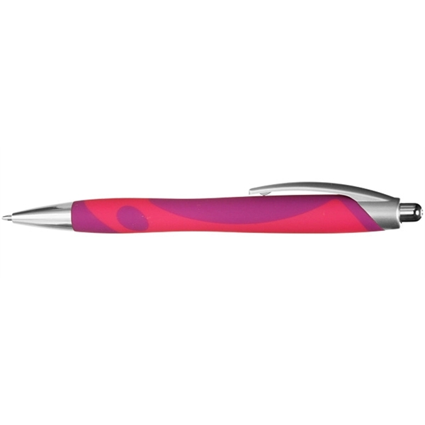 Rubber barrel pen with groovy design.... from ASI 39552 BEL Promo