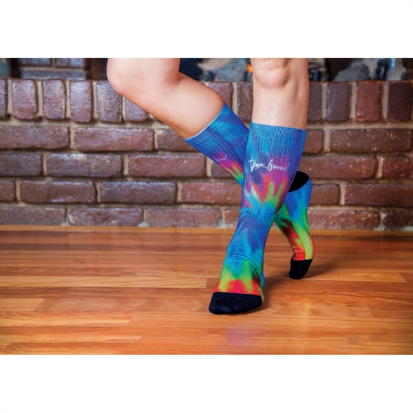 Multi-colored crew socks featuring cotton toes and heels and edge to... from ASI 90913 Terry Town