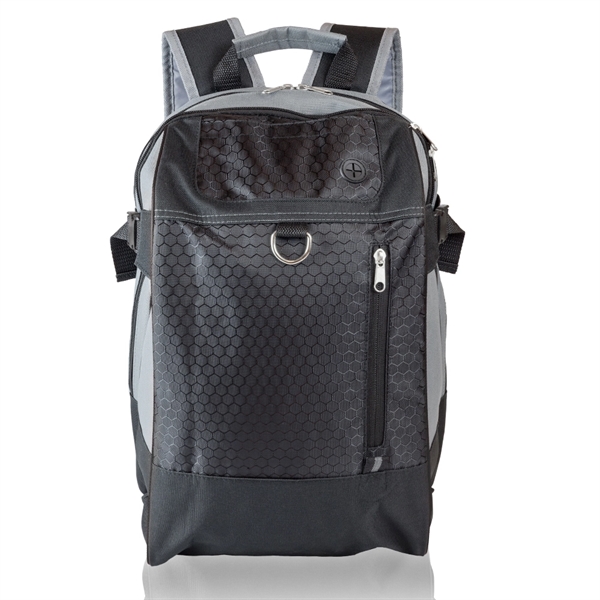 Black backpack with innovative features and stylish design made of 600... from ASI 39552 BEL Promo