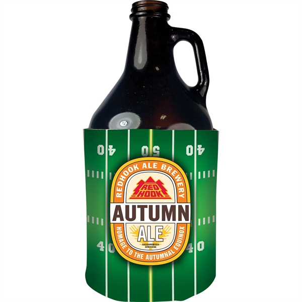 Neoprene growler cooler sleeve with full-color imprint and collapsible bottom—perfect for... from ASI 61966 HPG / Best Promotions USA