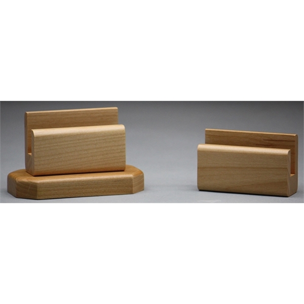 Wooden business card holder holds standard 2" x 3 1/2" cards... from ASI 92531 Unique Custom Products / UCP