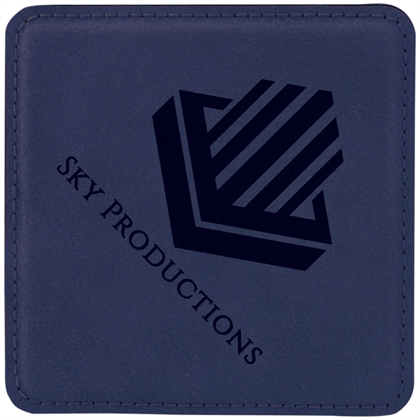 The square, premium leatherette coasters measure 4" x 4" and come... from ASI 92531 Unique Custom Products / UCP