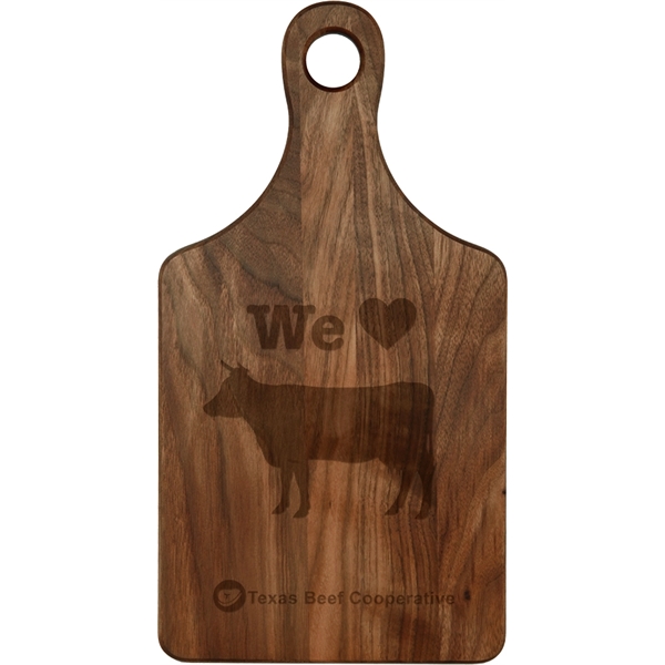 The 7" x 13 1/2" wooden cutting board is paddle-shaped and... from ASI 92531 Unique Custom Products / UCP