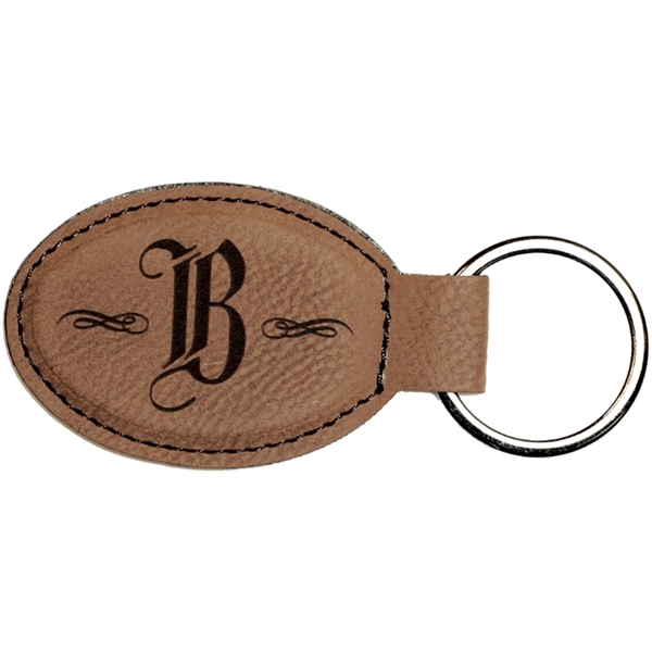 3" x 1.75" x 0.1875" oval-shaped leatherette keychain with metal split... from ASI 92531 Unique Custom Products / UCP