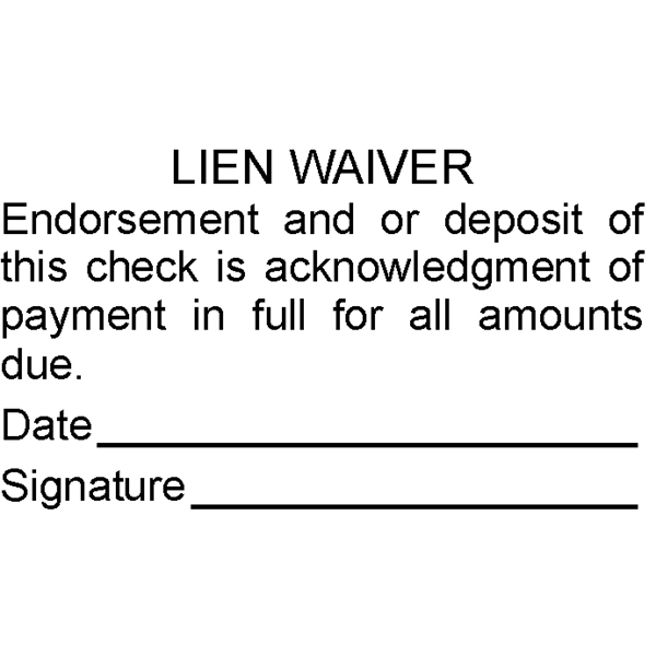 The 1 1/4" x 2 1/4" lien waiver rubber stamp can... from ASI 92531 Unique Custom Products / UCP