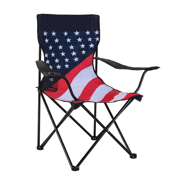 Durable camping folding chair features 250 lb capacity, dual cup holders.... from ASI 34046 Allcasion Travelware Co