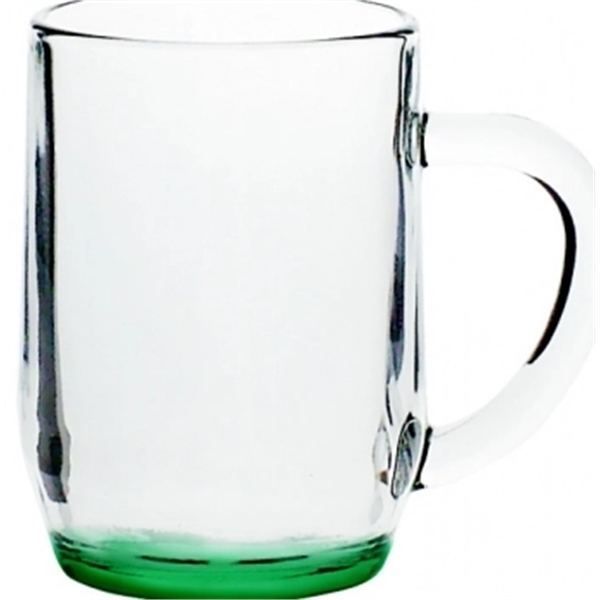 Clear 10 oz glass mug with tapered bottom and thick c-handle... from ASI 39552 BEL Promo