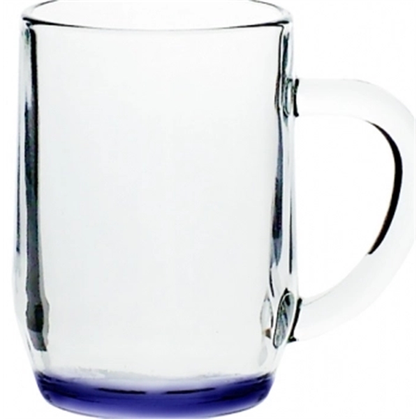 Clear 10 oz glass mug with tapered bottom and thick c-handle... from ASI 39552 BEL Promo