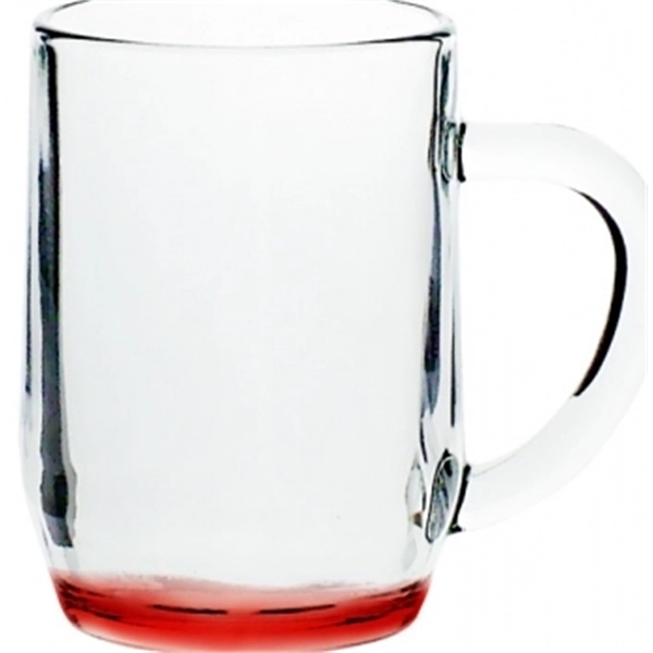 Clear 10 oz glass mug with tapered bottom and thick c-handle... from ASI 39552 BEL Promo