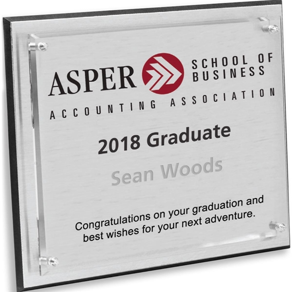 8" x 10" brushed aluminum plaque with elevated clear acrylic imprint... from ASI 62660 Innovation Line