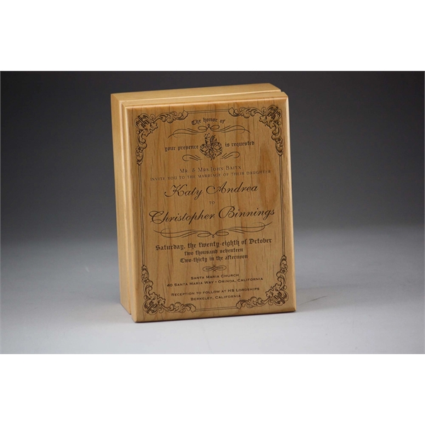 Wooden gift box measures 6" x 8" and is made from... from ASI 92531 Unique Custom Products / UCP