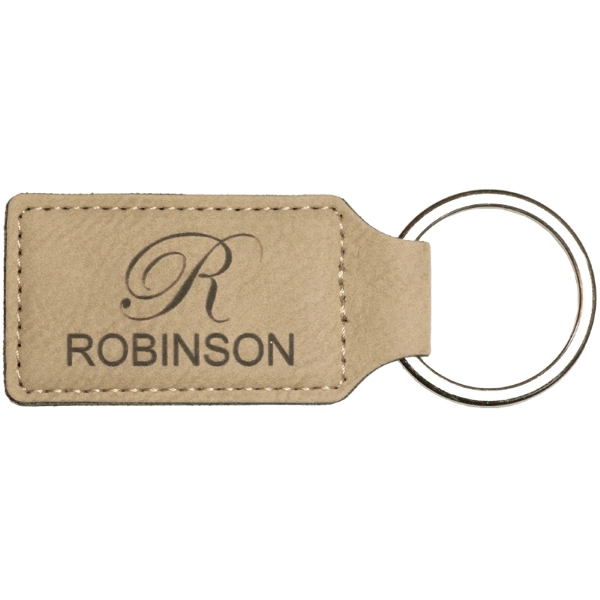 2.75" x 1.25" x .1875" premium leatherette keychain.... from ASI 92531 Unique Custom Products / UCP