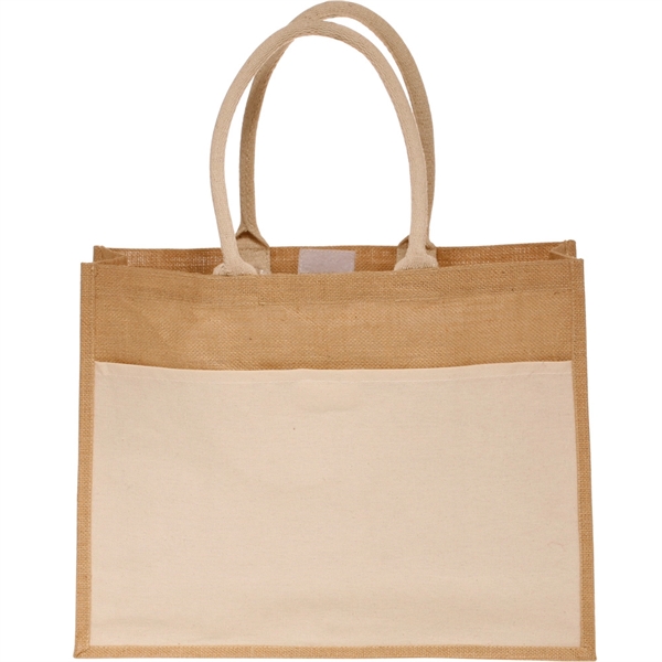 Tote bag made of jute fibre and 8 oz. canvas with... from ASI 39552 BEL Promo