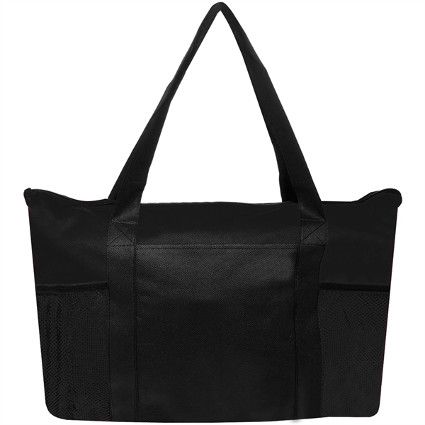 Zippered non-woven tote bag with 28" handles, front pocket and two... from ASI 39552 BEL Promo
