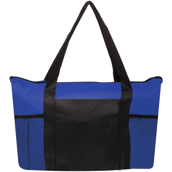 Zippered non-woven tote bag with 28" handles, front pocket and two... from ASI 39552 BEL Promo