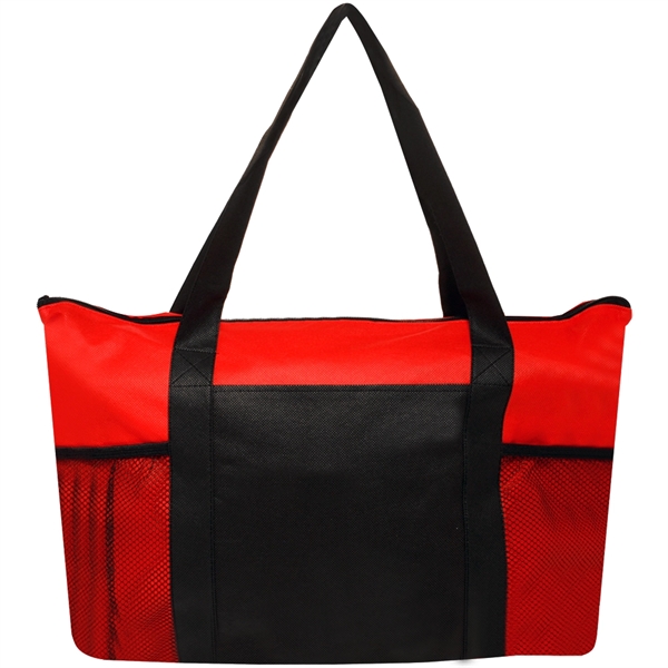 Zippered non-woven tote bag with 28" handles, front pocket and two... from ASI 39552 BEL Promo