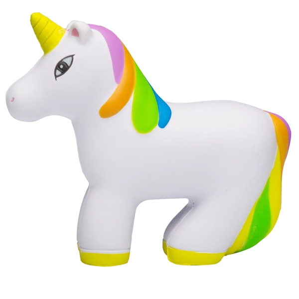 Unicorn shaped stress reliever made of foam polyurethane.... from ASI 39552 BEL Promo