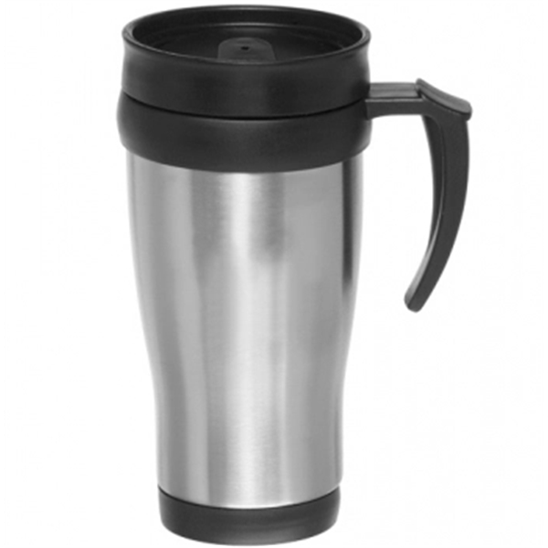 Stainless steel, 14 oz. travel mug with lid and handle.... from ASI 39552 BEL Promo