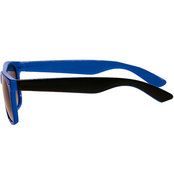 Adult-sized plastic sunglasses with UV ray protection in several two-tone colors.... from ASI 39552 BEL Promo