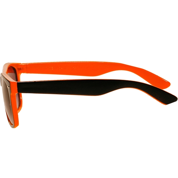 Adult-sized plastic sunglasses with UV ray protection in several two-tone colors.... from ASI 39552 BEL Promo