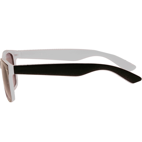 Adult-sized plastic sunglasses with UV ray protection in several two-tone colors.... from ASI 39552 BEL Promo