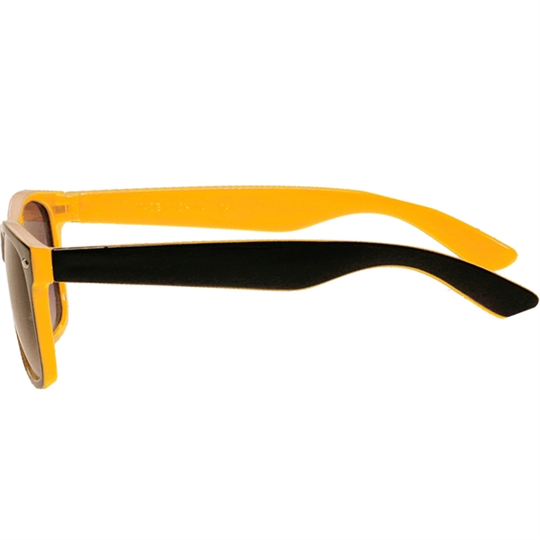 Adult-sized plastic sunglasses with UV ray protection in several two-tone colors.... from ASI 39552 BEL Promo