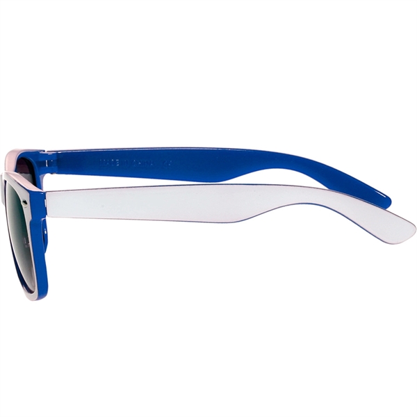 Adult-sized plastic sunglasses with UV ray protection in several two-tone colors.... from ASI 39552 BEL Promo