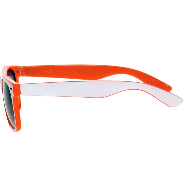 Adult-sized plastic sunglasses with UV ray protection in several two-tone colors.... from ASI 39552 BEL Promo