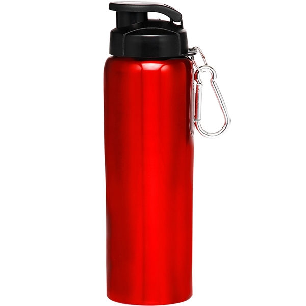 Stainless steel water bottle with carabiner, 27 oz. Actual size 9... from ASI 39552 BEL Promo