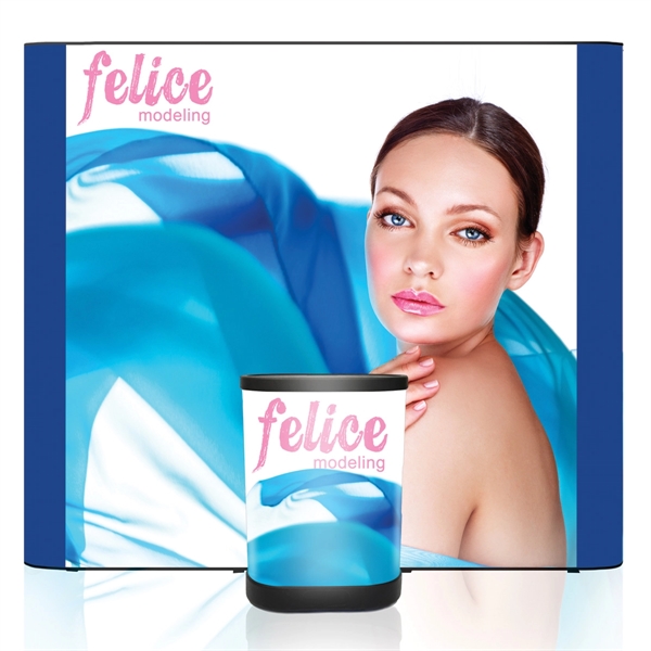 9ft. tradeshow straight pop-up display LAM center package with end panels.... from ASI 30442 Above & Beyond Advertising Products
