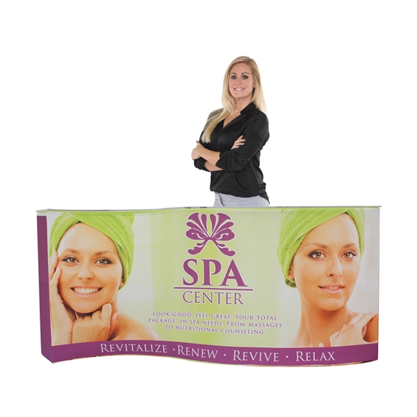 80" x 38" Wave shaped fabric counter display... from ASI 30442 Above & Beyond Advertising Products