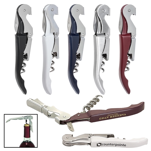 Waiter's double-hinged corkscrew with a stainless steel blade and bottle opener.... from ASI 57655 STOPNGO Line