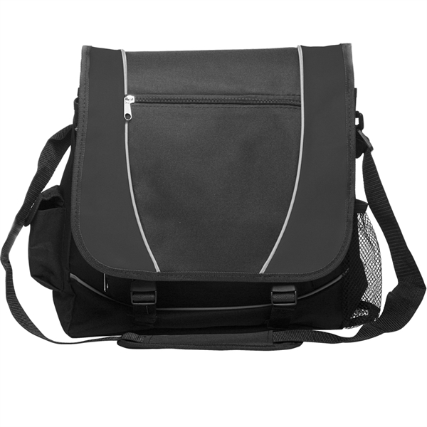 Polyester messenger-laptop bag with adjustable, padded shoulder strap, two side pockets,... from ASI 39552 BEL Promo