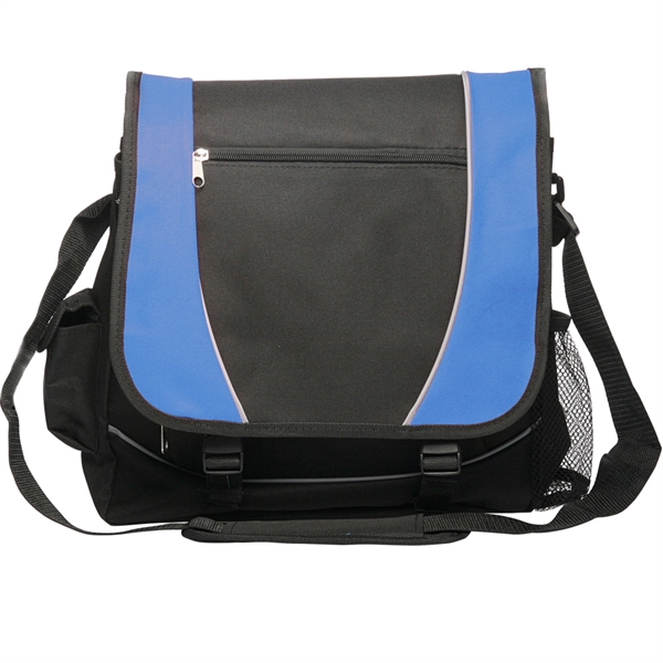 Polyester messenger-laptop bag with adjustable, padded shoulder strap, two side pockets,... from ASI 39552 BEL Promo