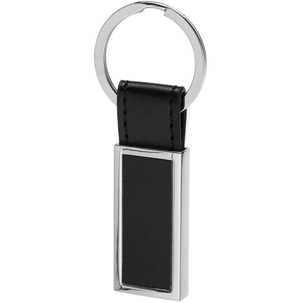 Rectangular Metal & Leather Keychains.... from ASI 39552 BEL Promo