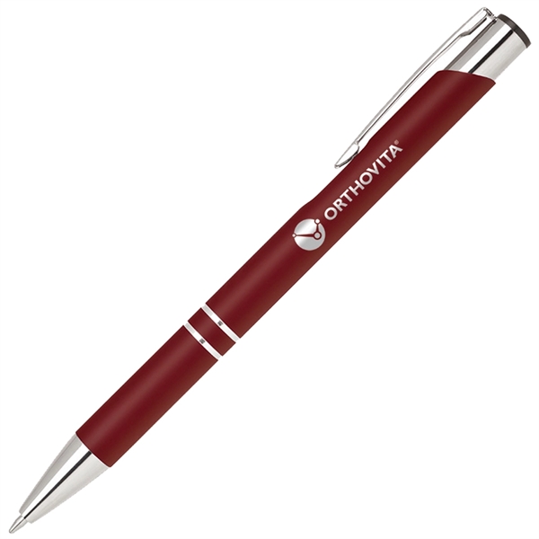 Aluminum click action ballpoint pen with rubber finished barrel... from ASI 79535 Primetime