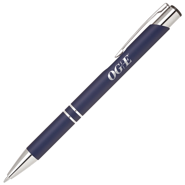 Aluminum click action ballpoint pen with rubber finished barrel... from ASI 79535 Primetime