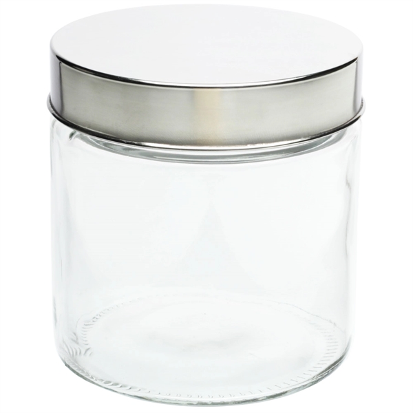 27 oz. promotional glass candy jar with iron lid.... from ASI 39552 BEL Promo