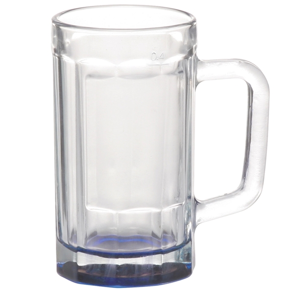 15 oz. beveled glass sports beer mug with center squared printing... from ASI 39552 BEL Promo