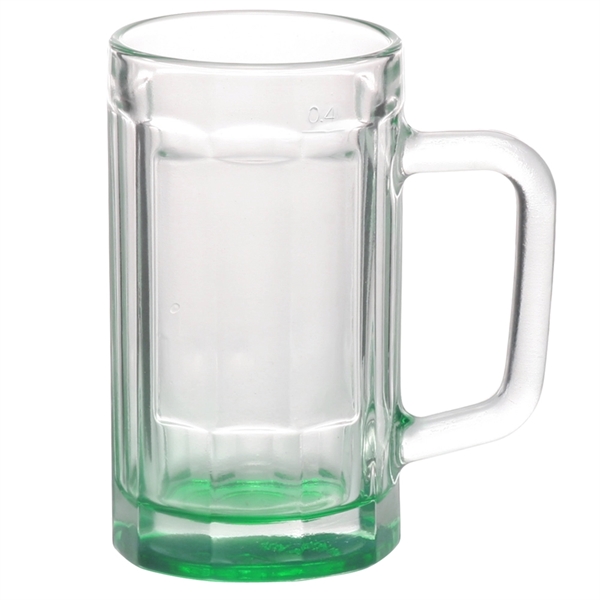 15 oz. beveled glass sports beer mug with center squared printing... from ASI 39552 BEL Promo